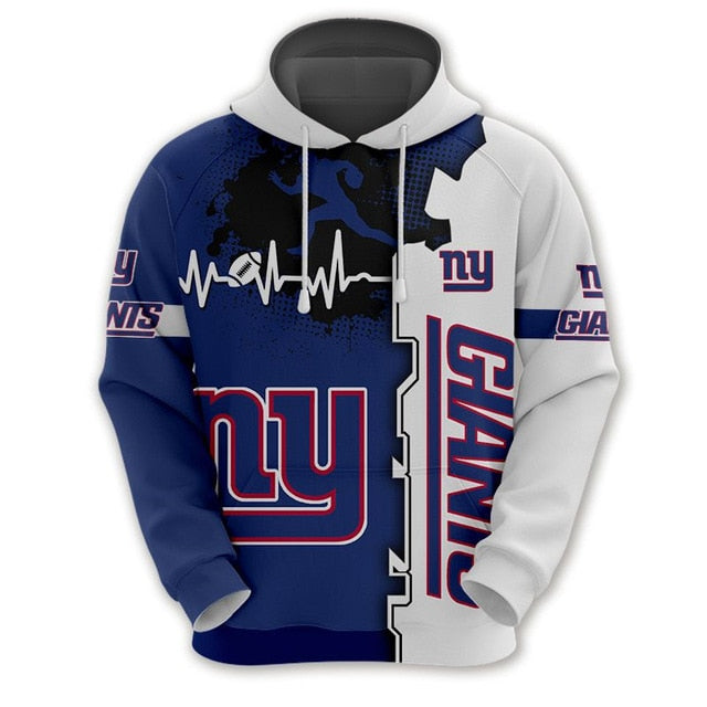 New York Giants Beating Curve 3D Hoodie