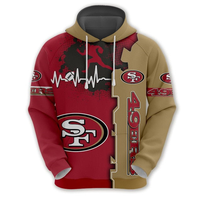 San Francisco 49ers Beating Curve 3D Hoodie