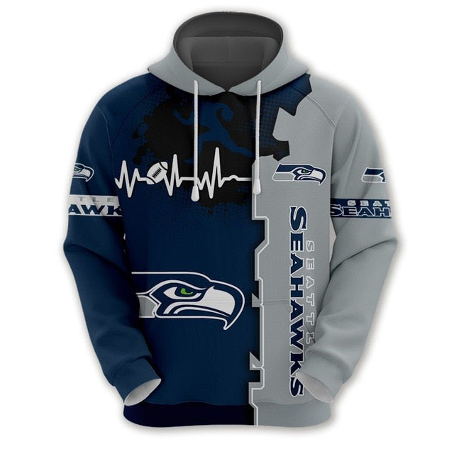 Seattle Seahawks Beating Curve 3D Hoodie