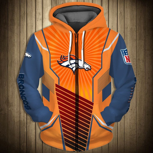 Denver Broncos Sunlight Casual Zipper Hoodie