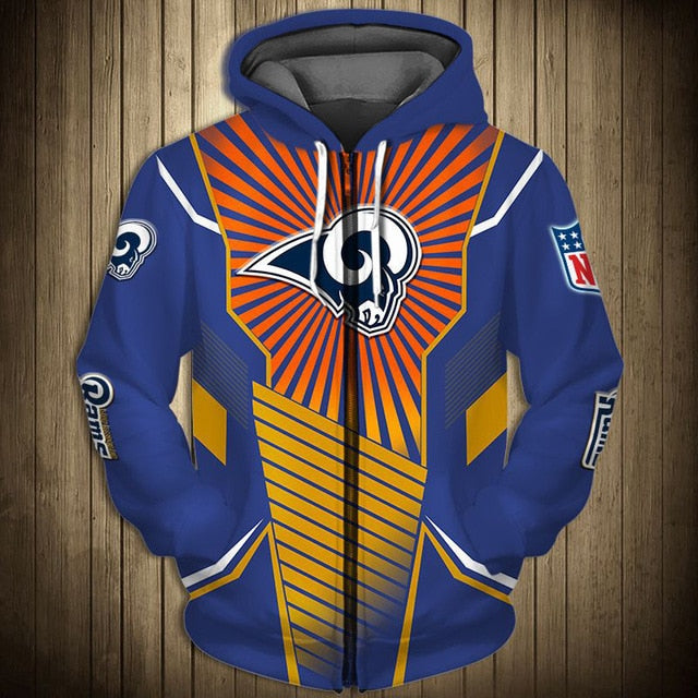 Los Angeles Rams Sunlight Casual Zipper Hoodie