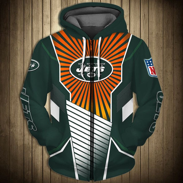 New York Jets Sunlight Casual Zipper Hoodie