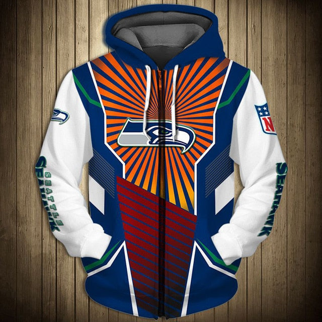 Seattle Seahawks Sunlight Casual Zipper Hoodie