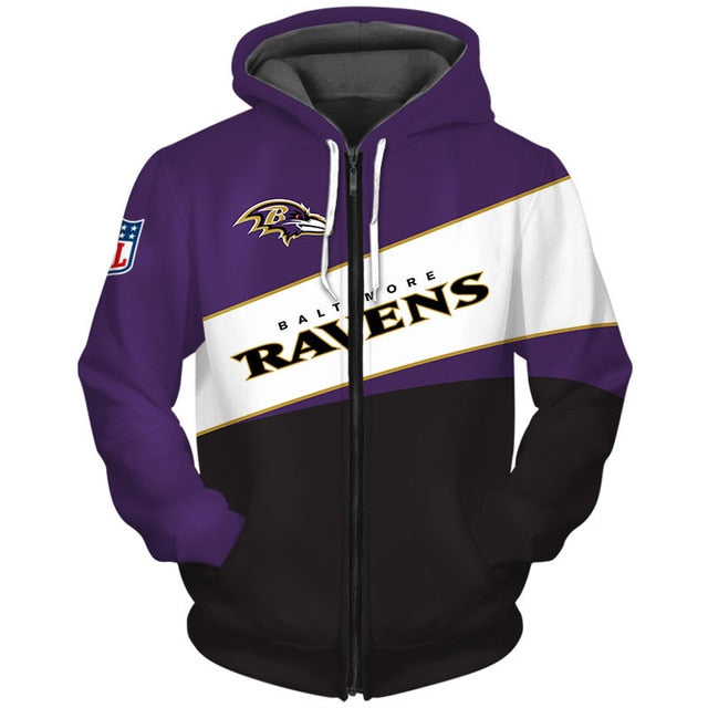 Baltimore Ravens Casual Zipper Hoodie