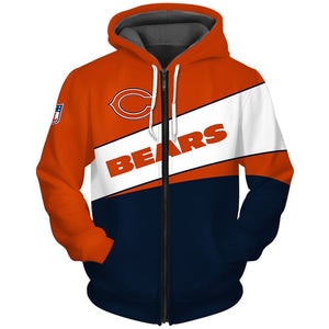 Chicago Bears Casual Zipper Hoodie