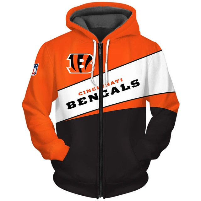 Cincinnati Bengals Casual Zipper Hoodie