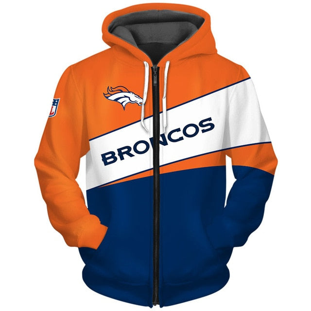 Denver Broncos Casual Zipper Hoodie