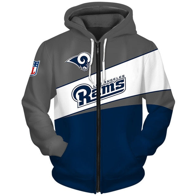 Los Angeles Rams Casual Zipper Hoodie