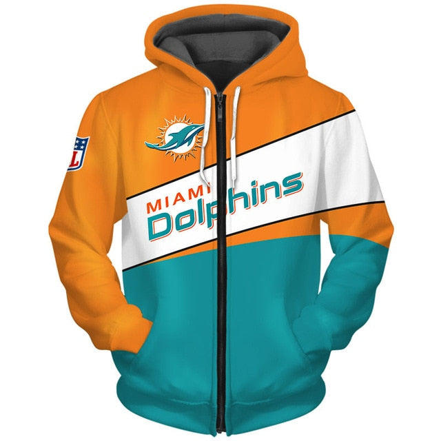 Miami Dolphins Casual Zipper Hoodie