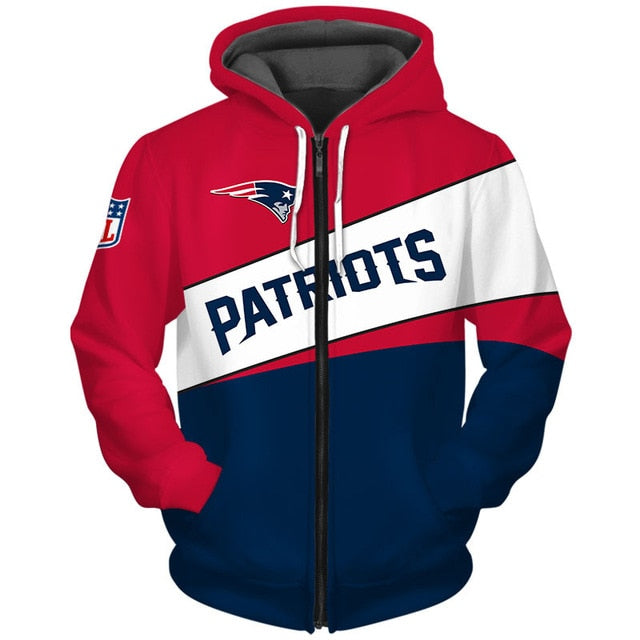 New England Patriots Casual Zipper Hoodie