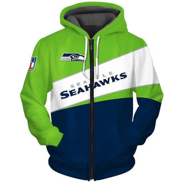 Seattle Seahawks Casual Zipper Hoodie