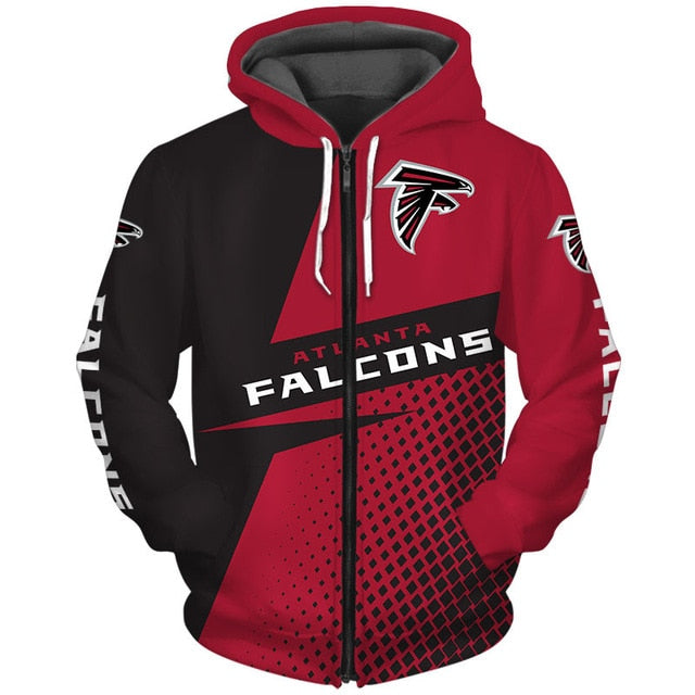 Atlanta Falcons Grid Pattern 3D Zipper Hoodie