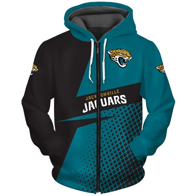 Jacksonville Jaguars Grid Pattern 3D Zipper Hoodie