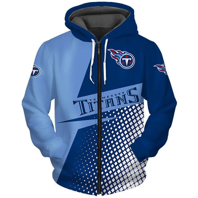 Tennessee Titans Grid Pattern 3D Zipper Hoodie