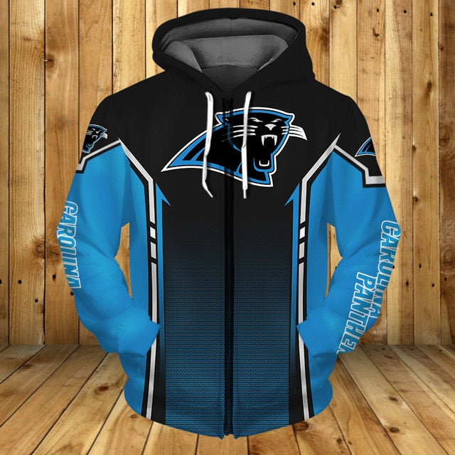 Carolina Panthers Casual Zipper Hoodie