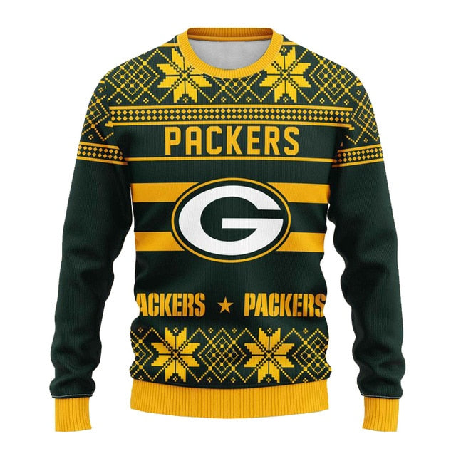 Green Bay Packers Snowflake Christmas Pullover