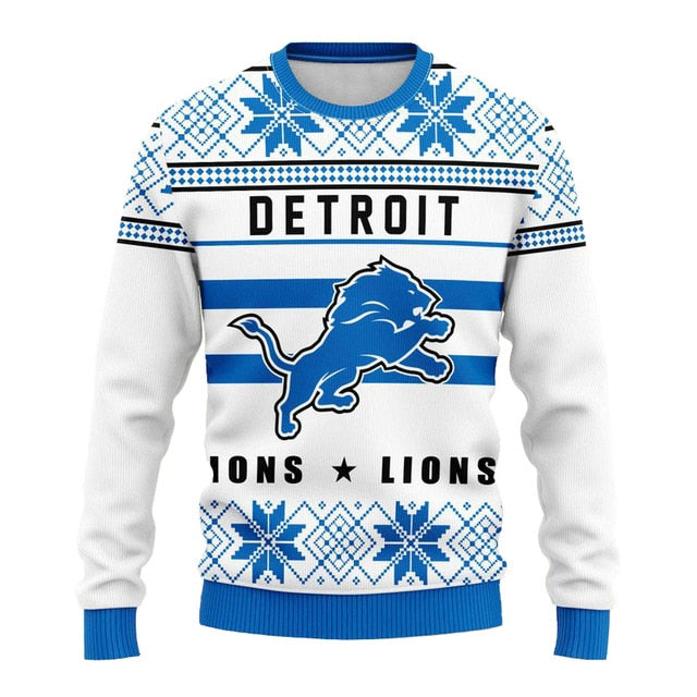 Detroit Lions Snowflake Christmas Pullover