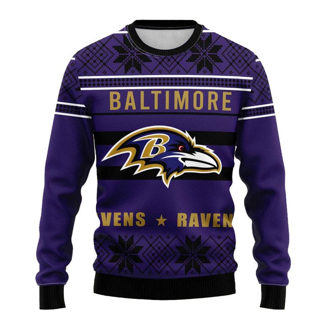 Baltimore Ravens Snowflake Christmas Pullover