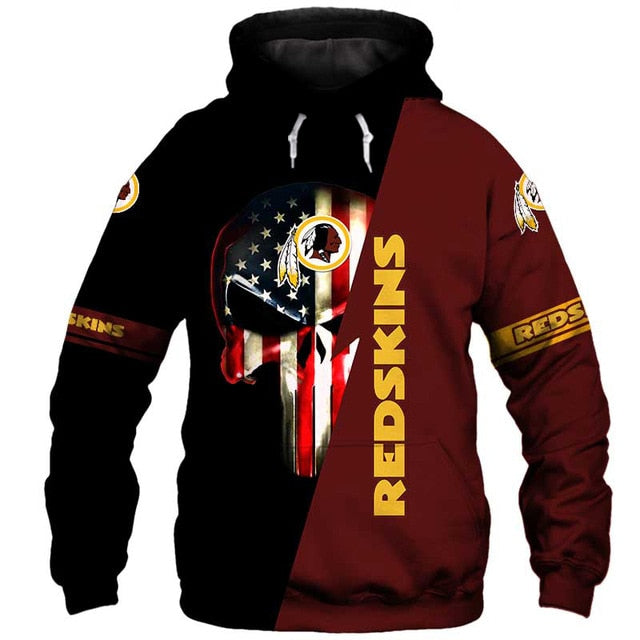 Washington Commanders 3D Skull Hoodie