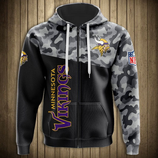 Minnesota Vikings Camouflage Zipper Hoodie