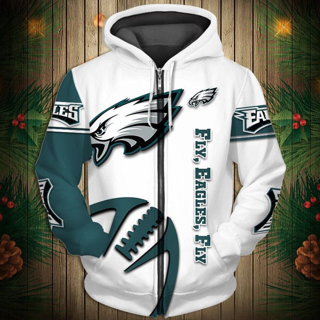 Philadelphia Eagles Zigzag Casual 3D Zipper Hoodie