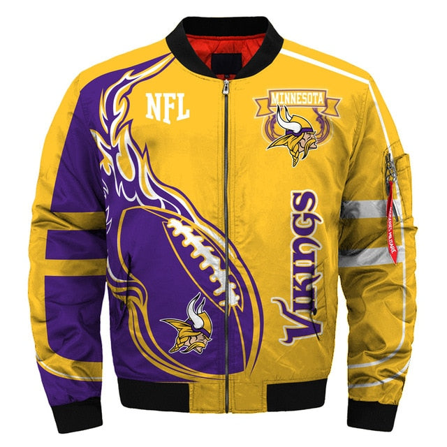 Minnesota Vikings Flame Ball Thick Jacket