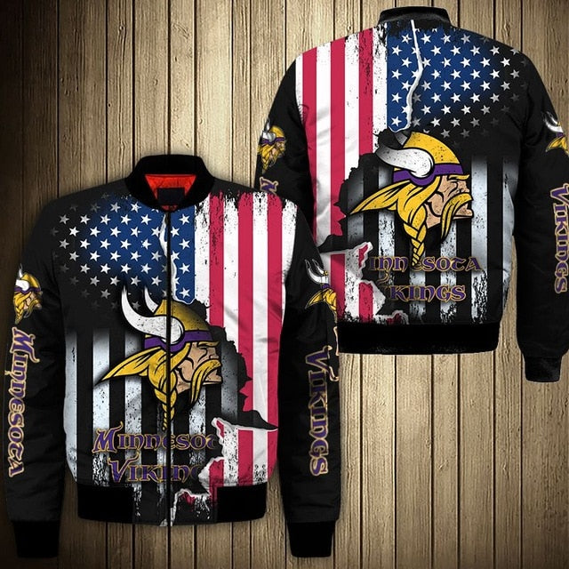 Minnesota Vikings American Flag Thick Jacket