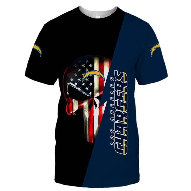 Los Angeles Chargers Skull 3D T-Shirt