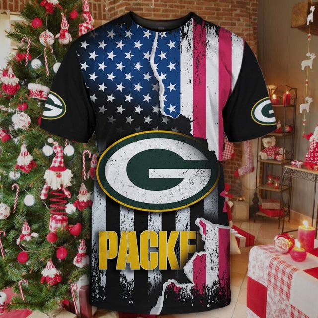 Green Bay Packers American Flag T-Shirt