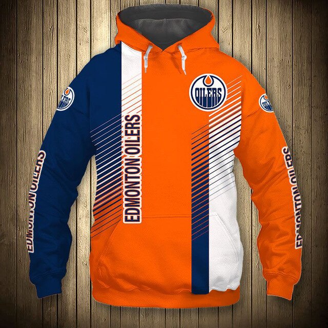 Edmonton Oilers Stripes Casual Hoodie