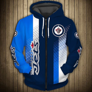 Winnipeg Jets Stripes Casual Zipper Hoodie