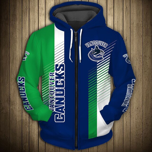 Vancouver Canucks Stripes Casual Zipper Hoodie