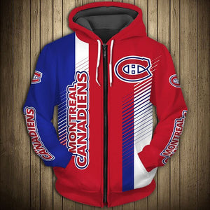 Montreal Canadiens Stripes Casual Zipper Hoodie