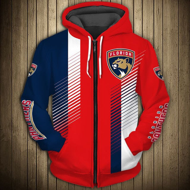 Florida Panthers Stripes Casual Zipper Hoodie