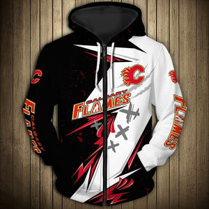 Calgary Flames Graffiti Casual Zipper Hoodie