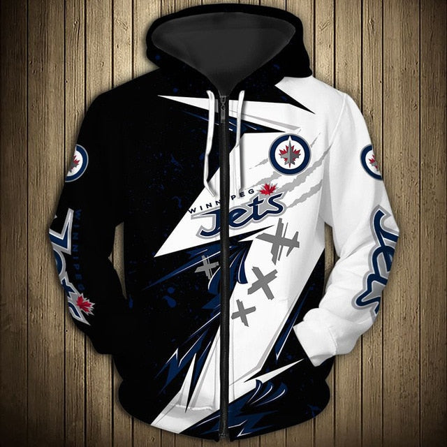 Winnipeg Jets Graffiti Casual Zipper Hoodie