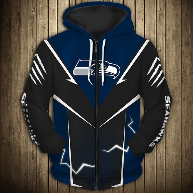 Seattle Seahawks Flame Zipper Hoodie