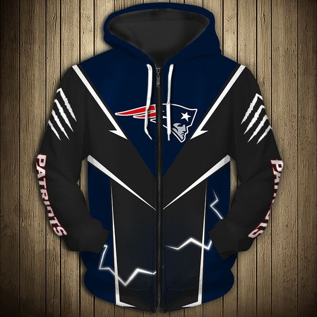 New England Patriots Flame Zipper Hoodie