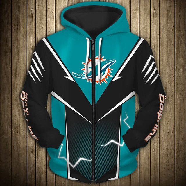 Miami Dolphins Flame Zipper Hoodie