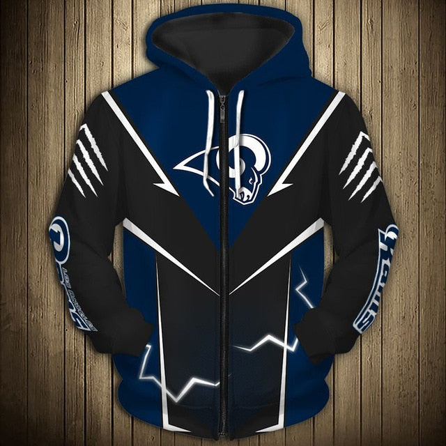 Los Angeles Rams Flame Zipper Hoodie