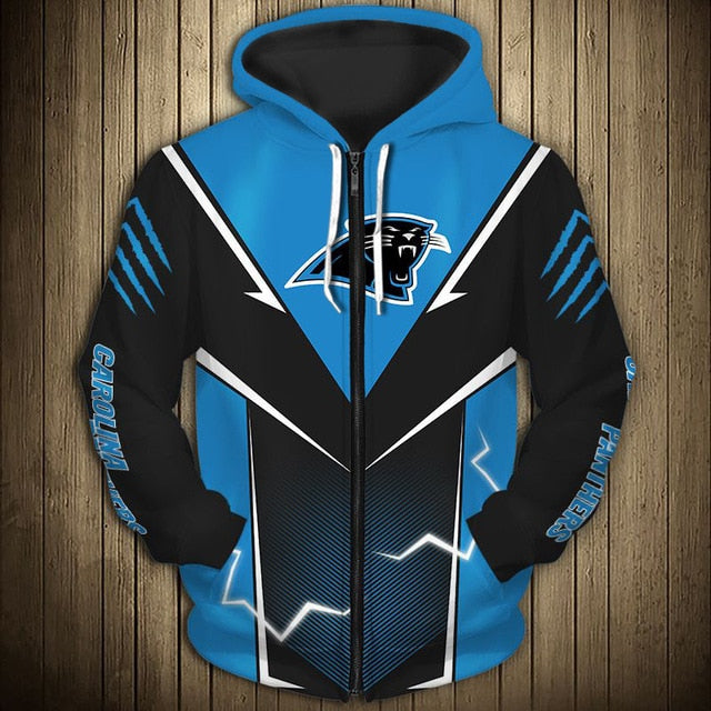 Carolina Panthers Flame Zipper Hoodie