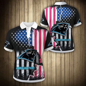 Carolina Panthers American Flag Polo Shirt