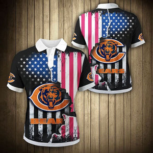 Chicago Bears American Flag Polo Shirt