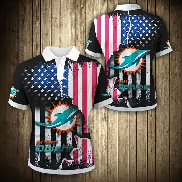 Miami Dolphins American Flag Polo Shirt