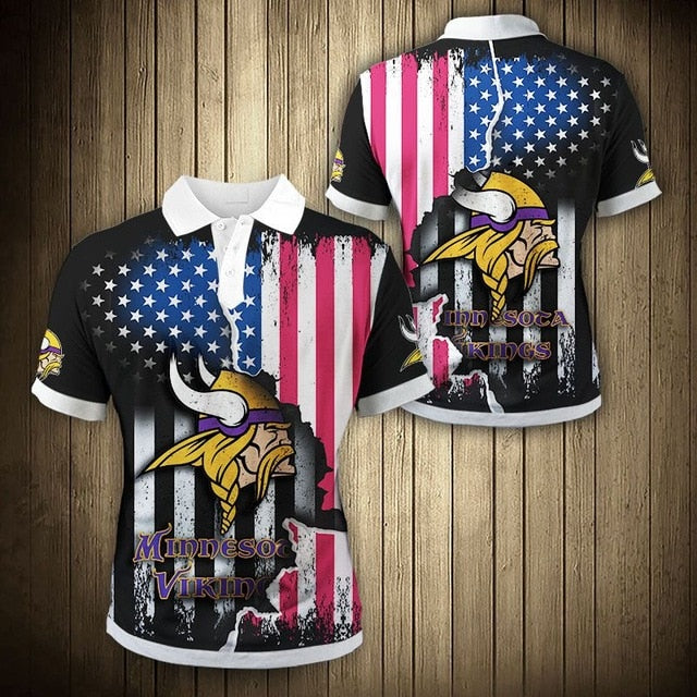 Minnesota Vikings American Flag Polo Shirt