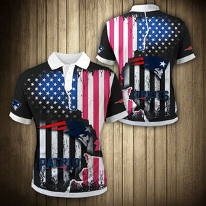 New England Patriots American Flag Polo Shirt
