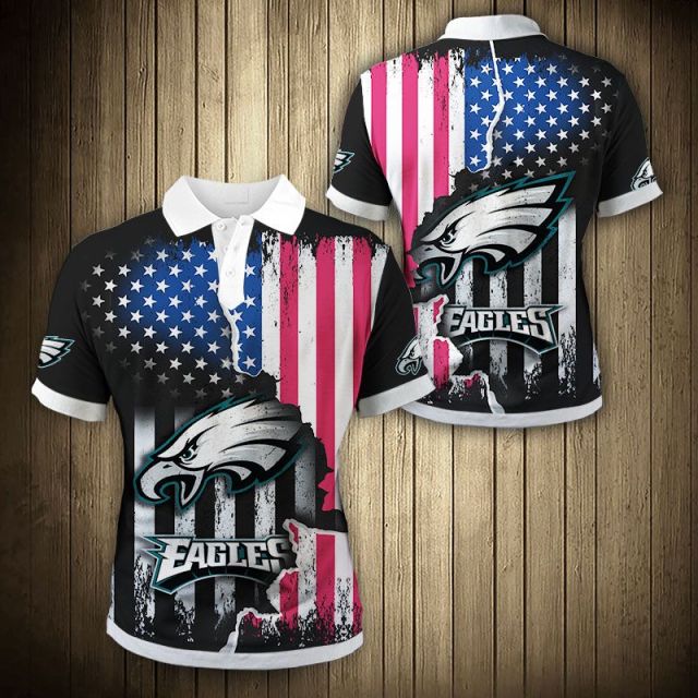 Philadelphia Eagles American Flag Polo Shirt