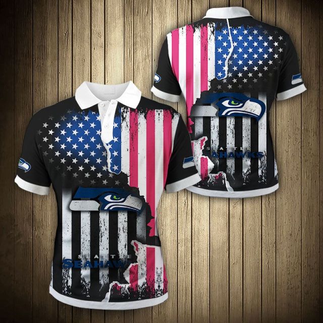 Seattle Seahawks American Flag Polo Shirt