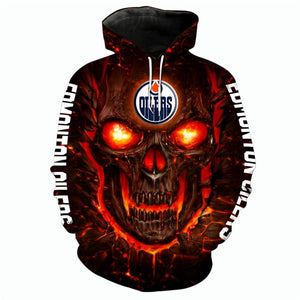 Edmonton Oilers Skull 3D Hoodie