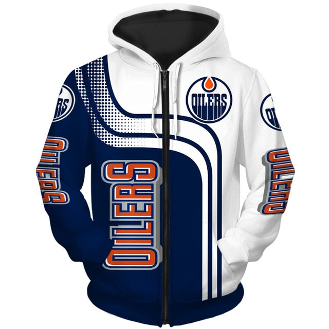 Edmonton Oilers Casual Zipper Hoodie